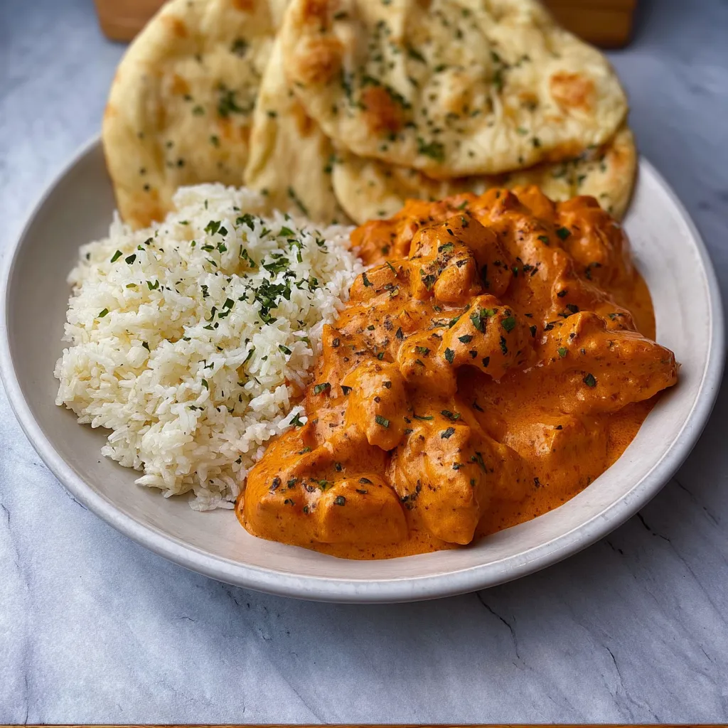 A plate of food with rice, chicken, and sauce.