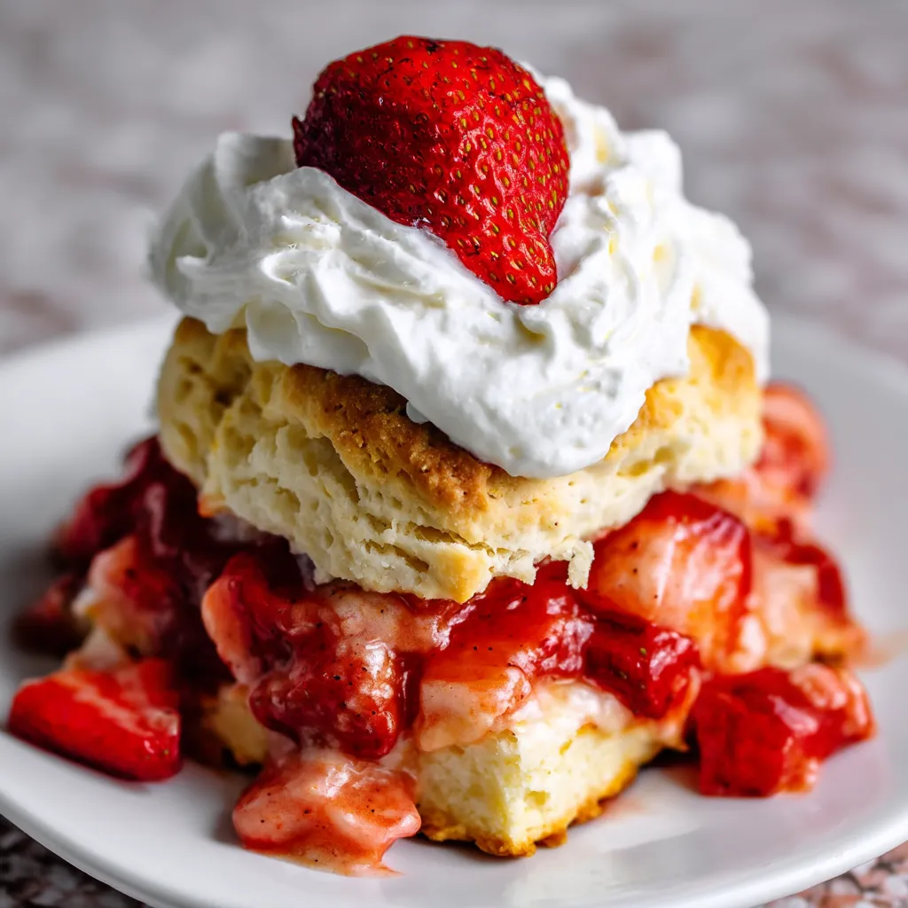 A delicious dessert made with strawberries and whipped cream.